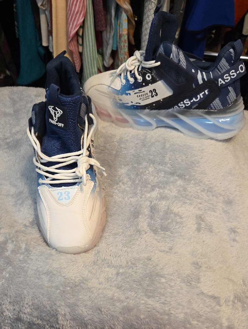 Men's Navy and White Athletic Sneakers with Cushioned Sole NWOT